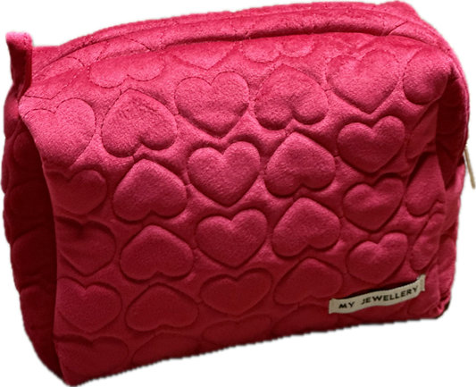 Pochette vanity en velours rouge