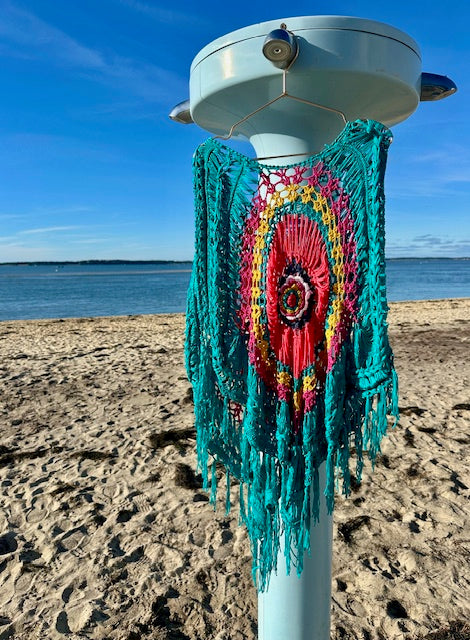 Poncho Country Turquoise & fuchsia - Palme