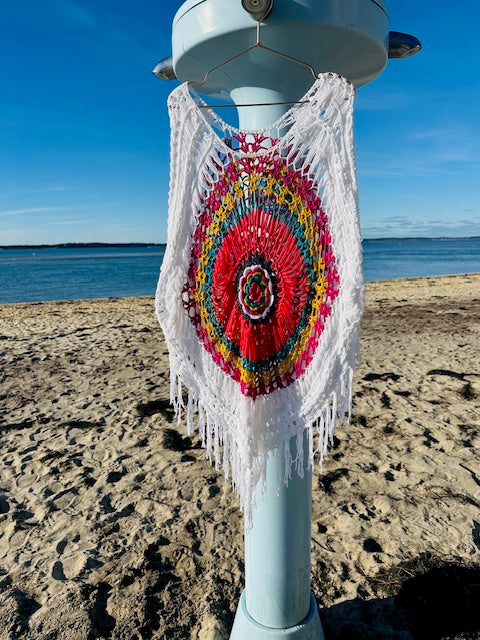 Poncho Country Rouge & Blanc - Palme