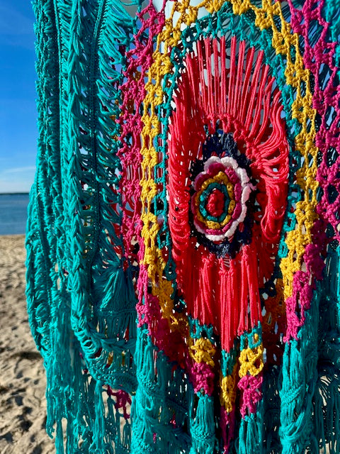 Poncho Country Turquoise & fuchsia - Palme
