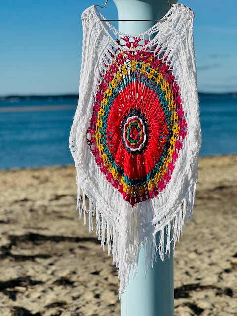 Poncho Country Rouge & Blanc - Palme