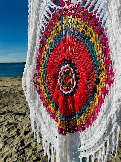 Poncho Country Rouge & Blanc - Palme