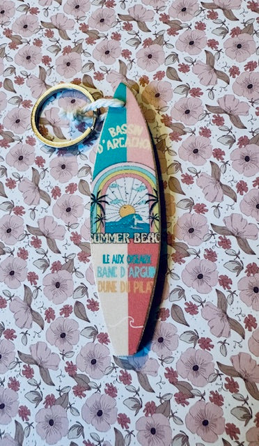 Porte-clefs Surf Arcachon Rose