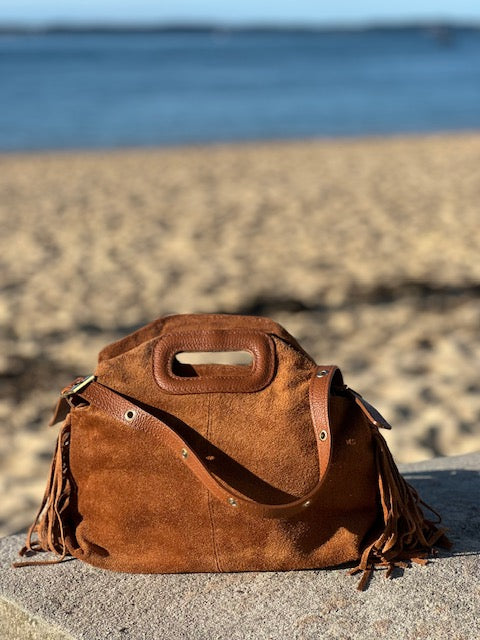 Sac frangé en cuir camel - Italie