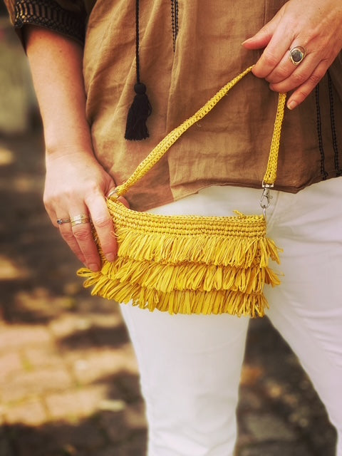 Pochette jaune en raphia Madagascar - Limaïa