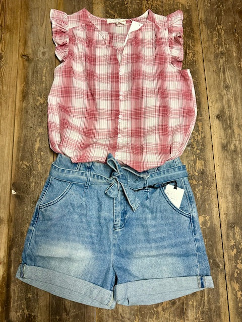 Short en jean à noeud