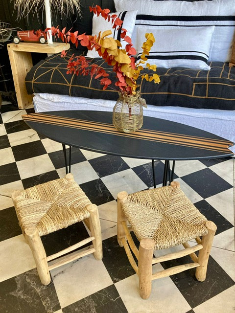 Petit tabouret marocain en bois et corde