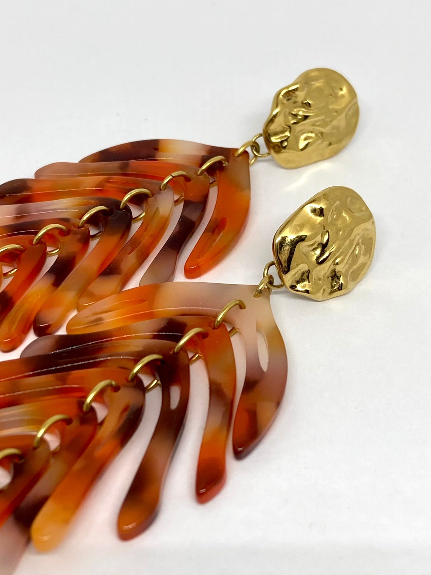 Boucles d'oreilles Feuillage écailles & doré