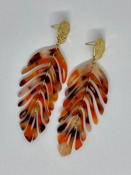 Boucles d'oreilles Feuillage écailles & doré