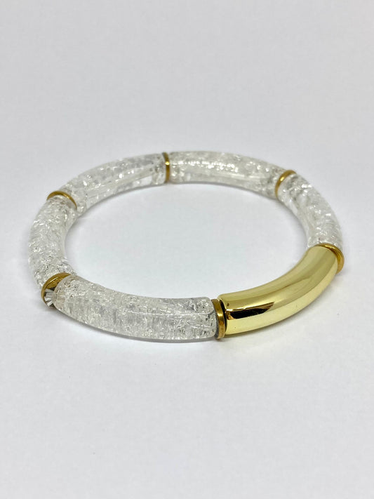 Bracelet tube doré et translucide