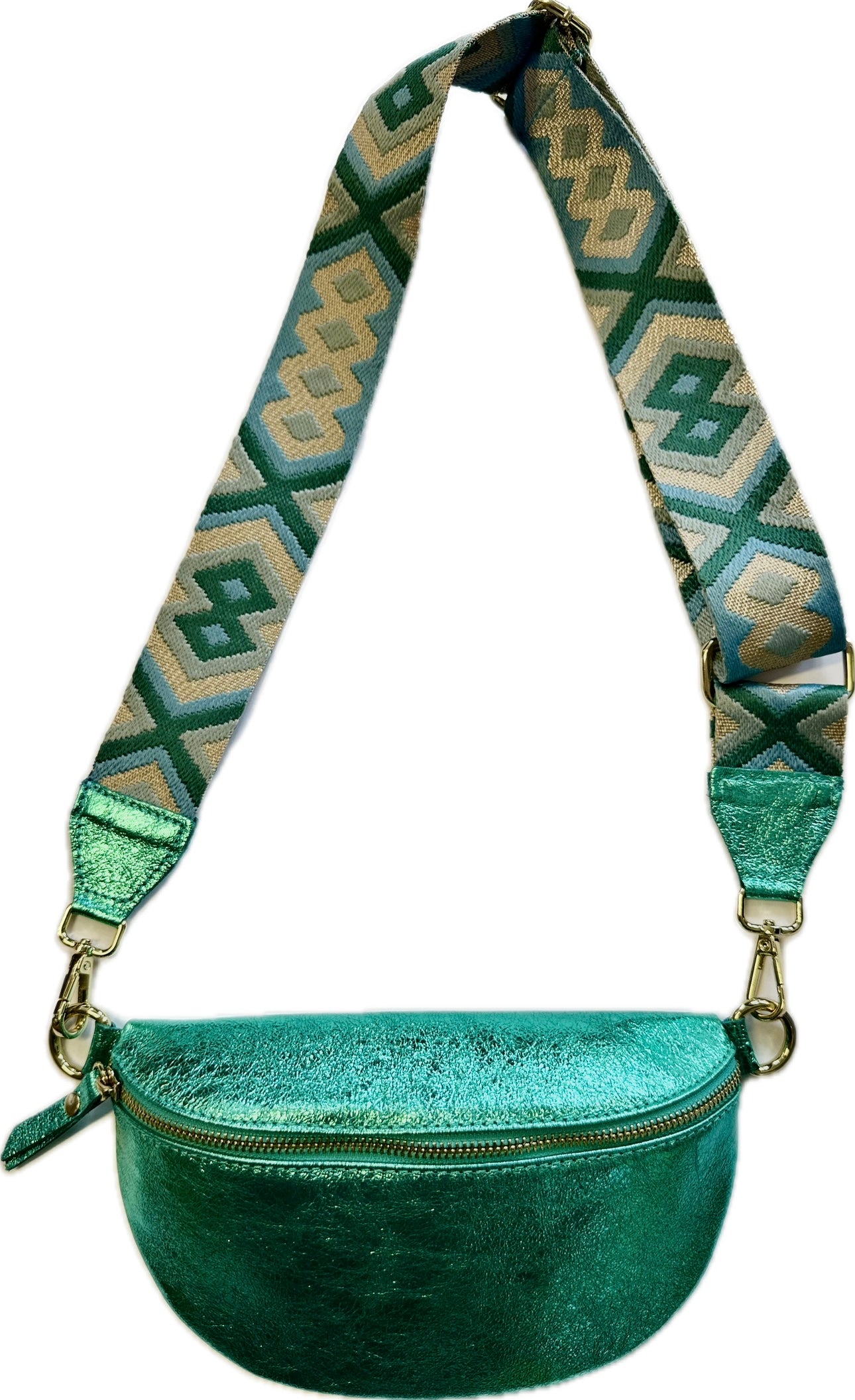 Sac Banane en cuir vert irisé