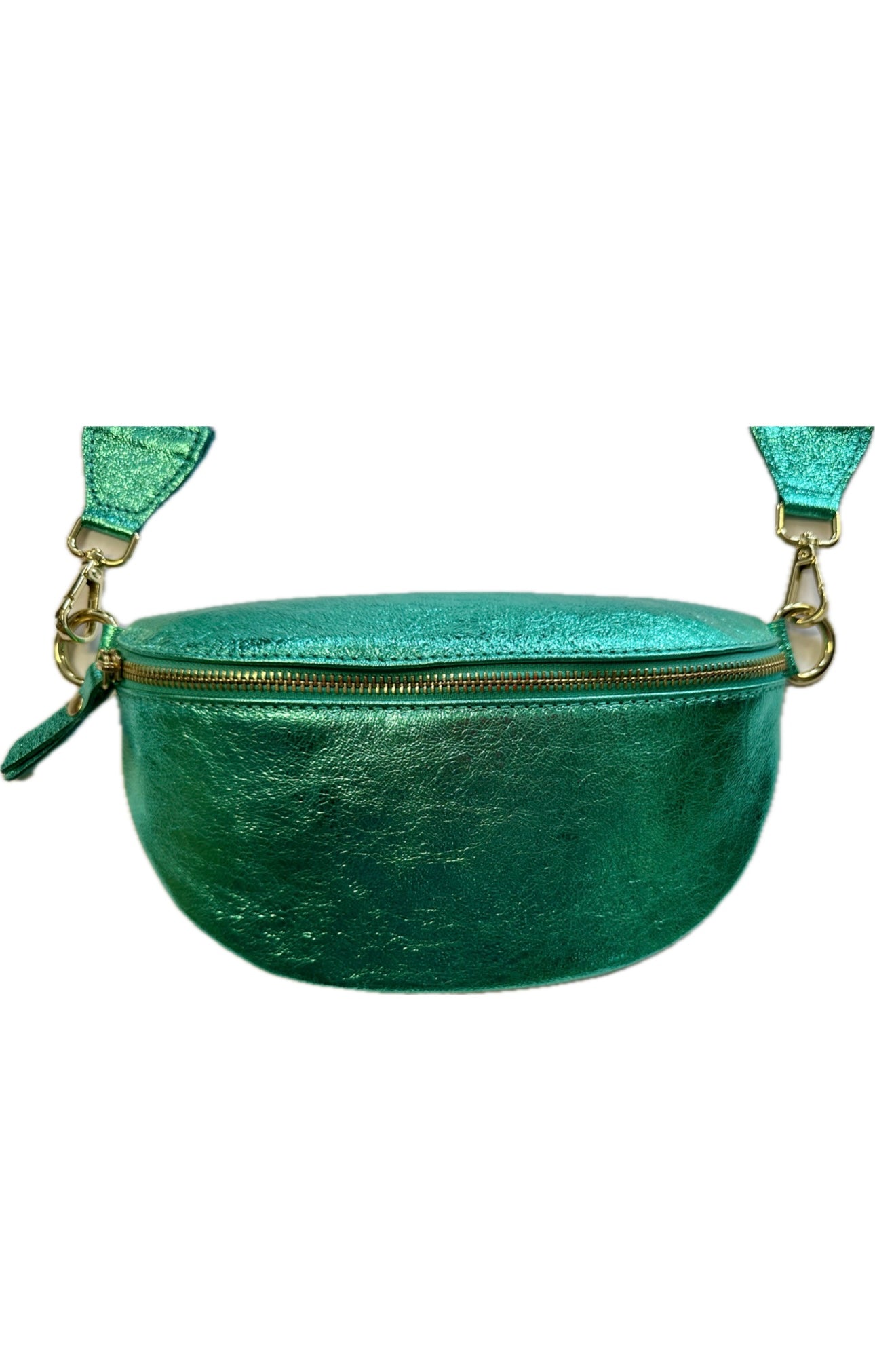 Sac Banane en cuir vert irisé