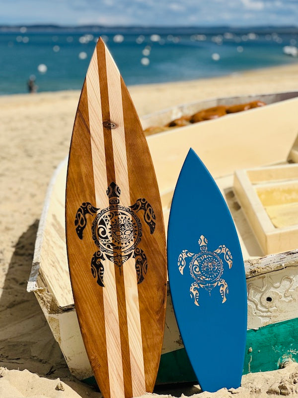 Planche de Surf Déco naturelle pyrogravée tortue