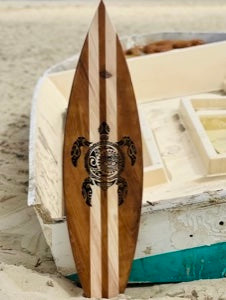 Planche de Surf Déco naturelle pyrogravée tortue